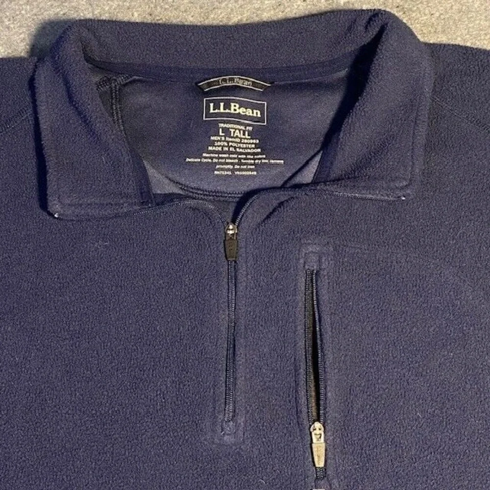 L.L. BEAN 100% Polyester LONG SLEEVE Pullover 1/4 Zip SWEATER Fleece Blue L TALL